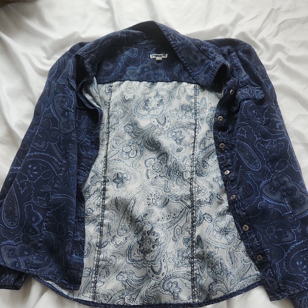 Blue Paisley Button-Up Shirt